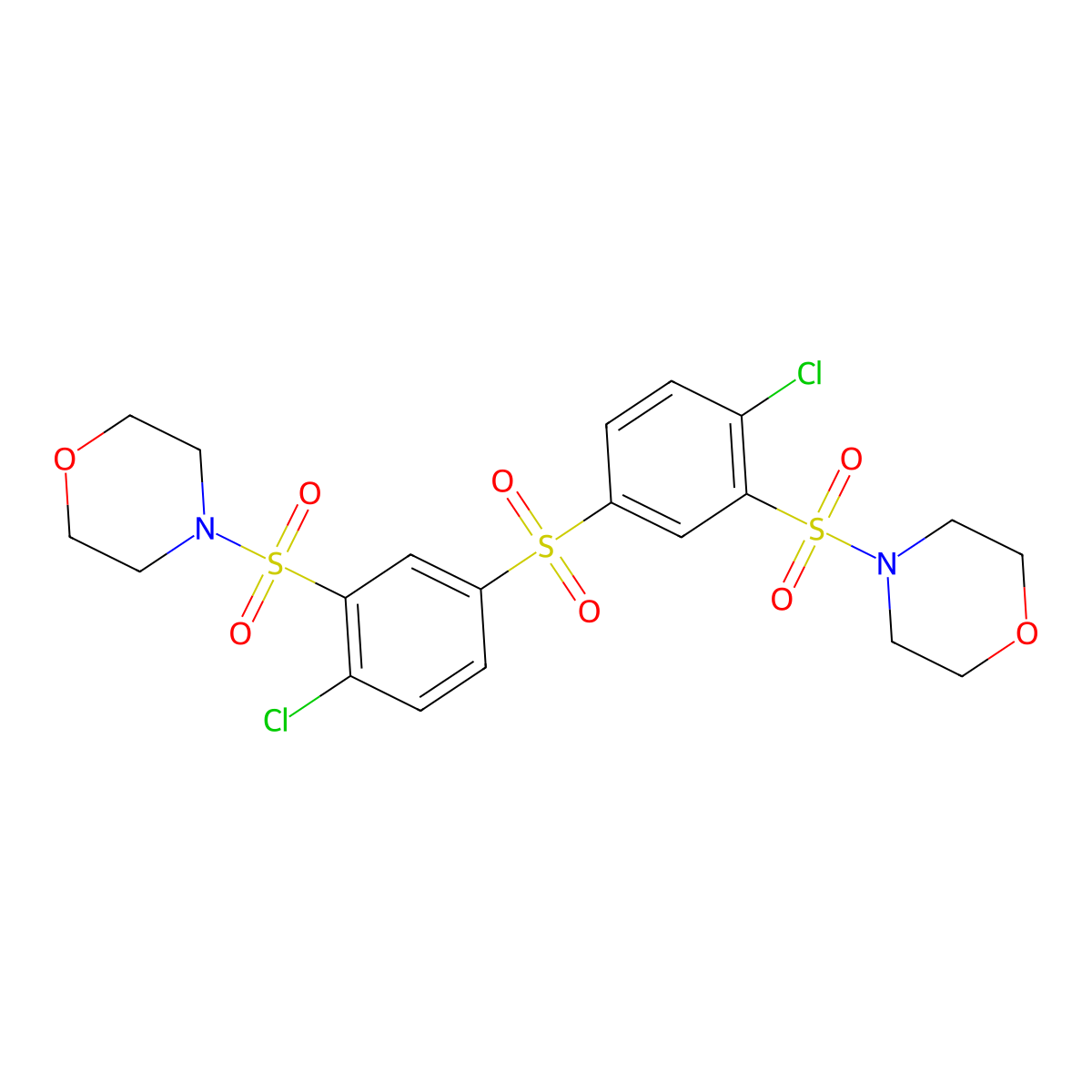 4-[2-Chloro-5-(4-chloro-3-morpholin-4-ylsulfonylphenyl)sulfonylphenyl]sulfonylmorpholine molecular structure, CAS 413605-05-7