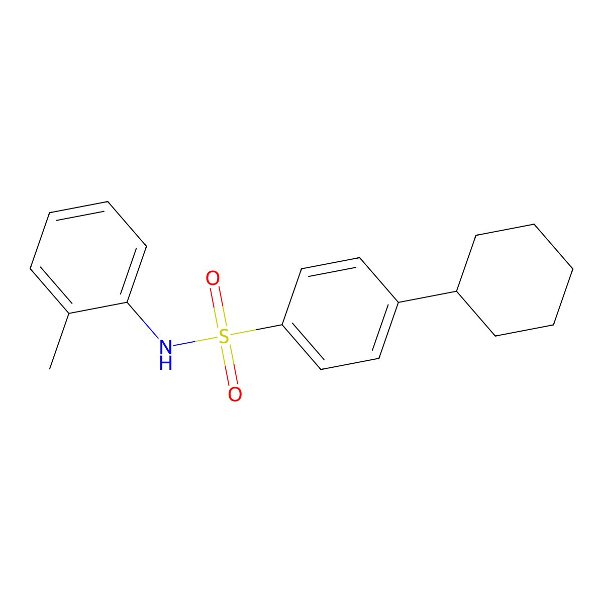4-cyclohexyl-N-(2-methylphenyl)benzenesulfonamide molecular structure, CAS 413605-11-5