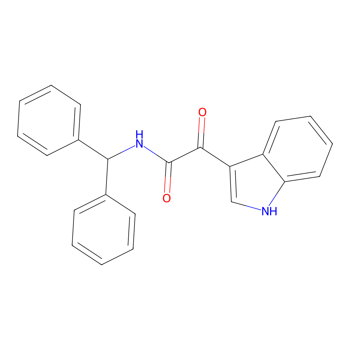 N-(diphenylmethyl)-2-(1H-indol-3-yl)-2-oxoacetamide molecular structure, CAS 413606-41-4