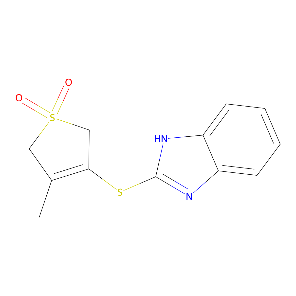 2-[(4-Methyl-1,1-dioxido-2,5-dihydro-3-thienyl)thio]-1h-benzimidazole molecular structure, CAS 413607-96-2