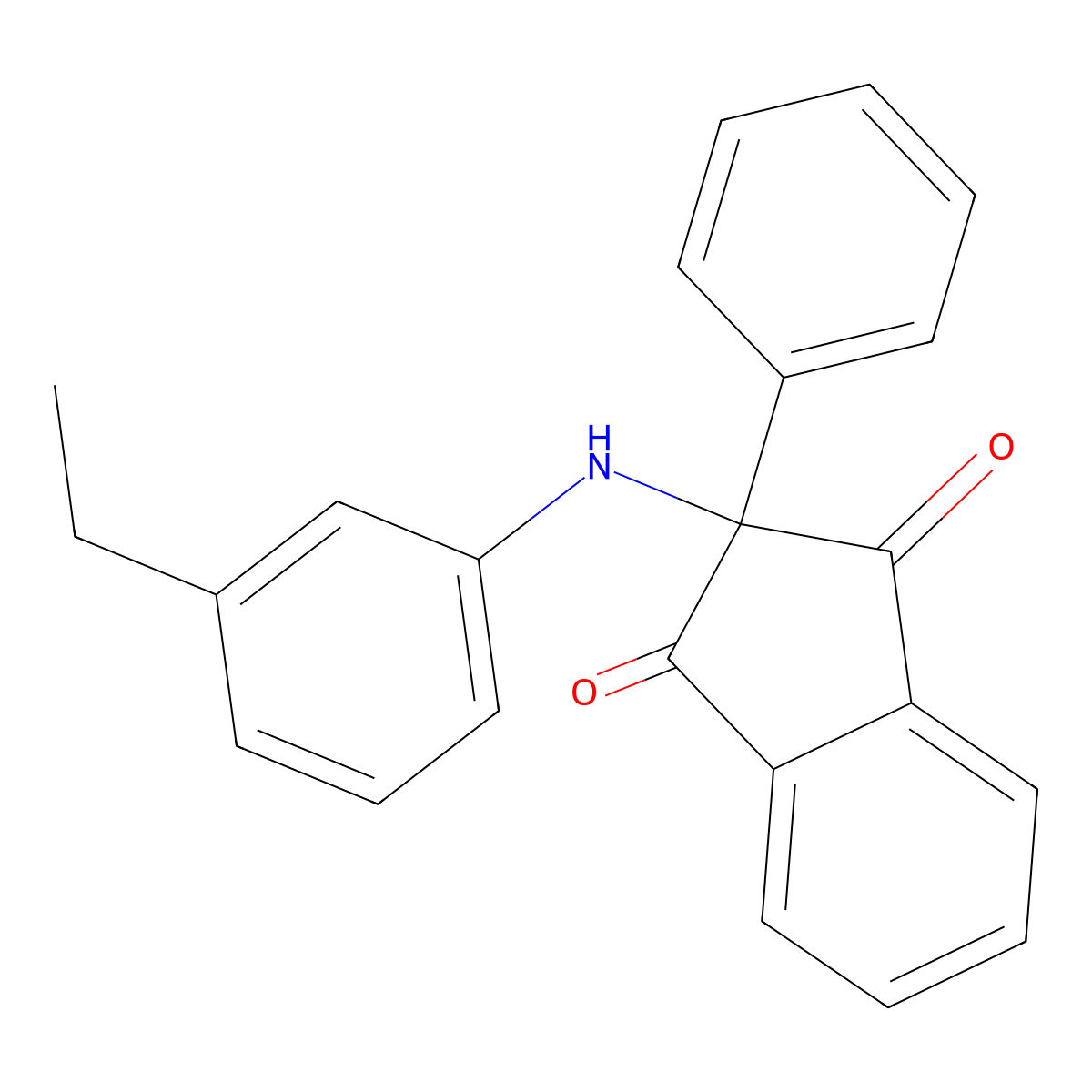 2-(3-Ethylanilino)-2-phenylindene-1,3-dione molecular structure, CAS 413608-24-9