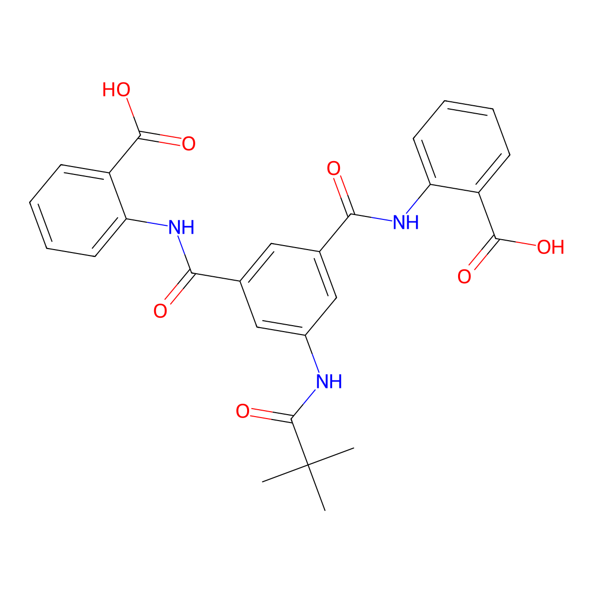 2,2'-((5-Pivalamidoisophthaloyl)bis(azanediyl))dibenzoic acid molecular structure, CAS 413608-41-0