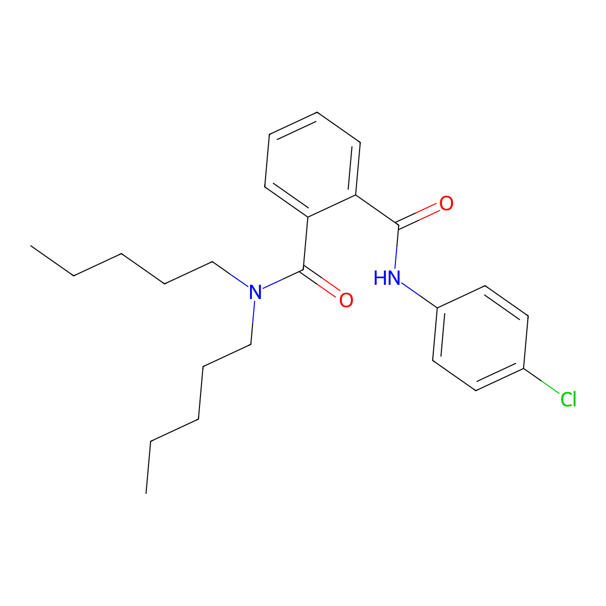 N'-(4-chlorophenyl)-N,N-dipentylbenzene-1,2-dicarboxamide molecular structure, CAS 413612-76-7