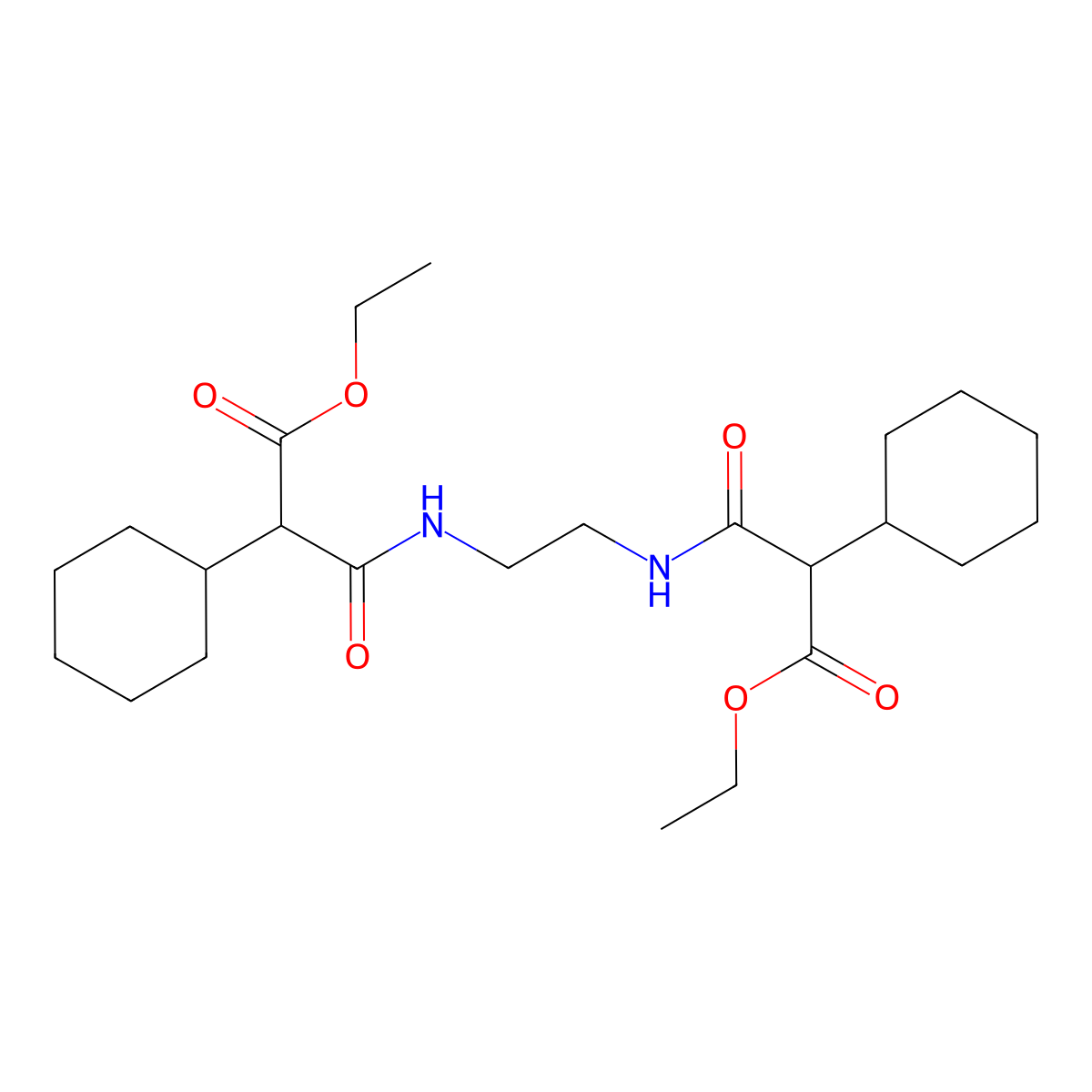 Diethyl 3,3'-(ethane-1,2-diyldiimino)bis(2-cyclohexyl-3-oxopropanoate) molecular structure, CAS 413612-95-0