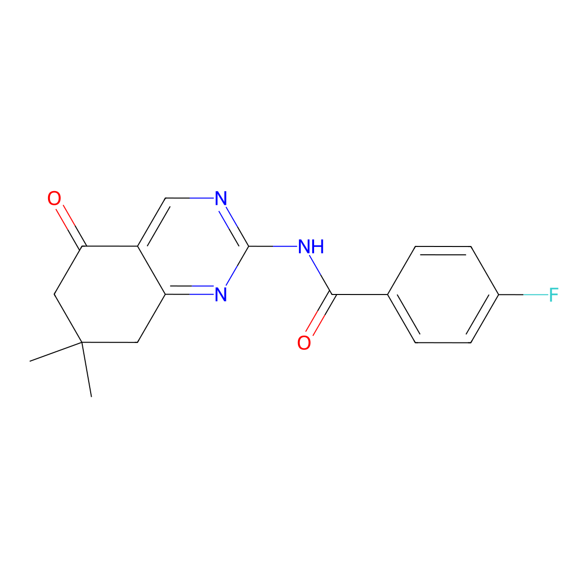 N-(7,7-dimethyl-5-oxo-5,6,7,8-tetrahydroquinazolin-2-yl)-4-fluorobenzamide molecular structure, CAS 413616-40-7