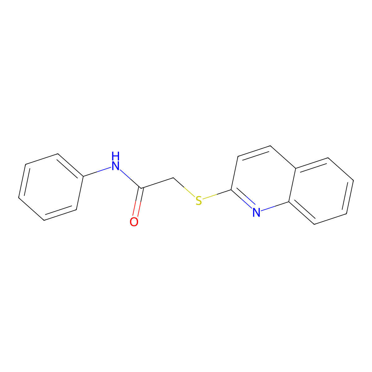 N-phenyl-2-quinolin-2-ylsulfanylacetamide molecular structure, CAS 413617-87-5