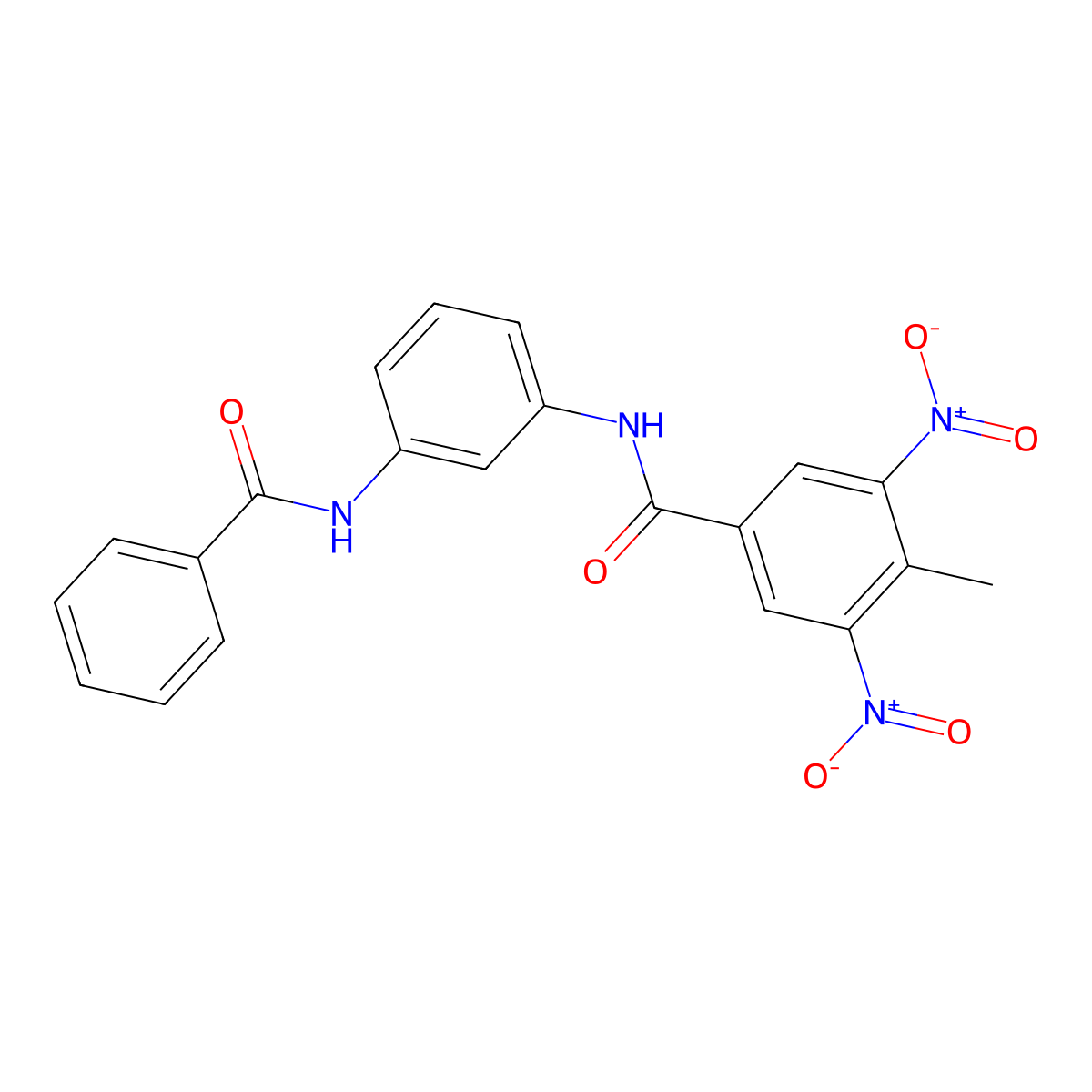 N-(3-benzamidophenyl)-4-methyl-3,5-dinitrobenzamide molecular structure, CAS 413619-38-2