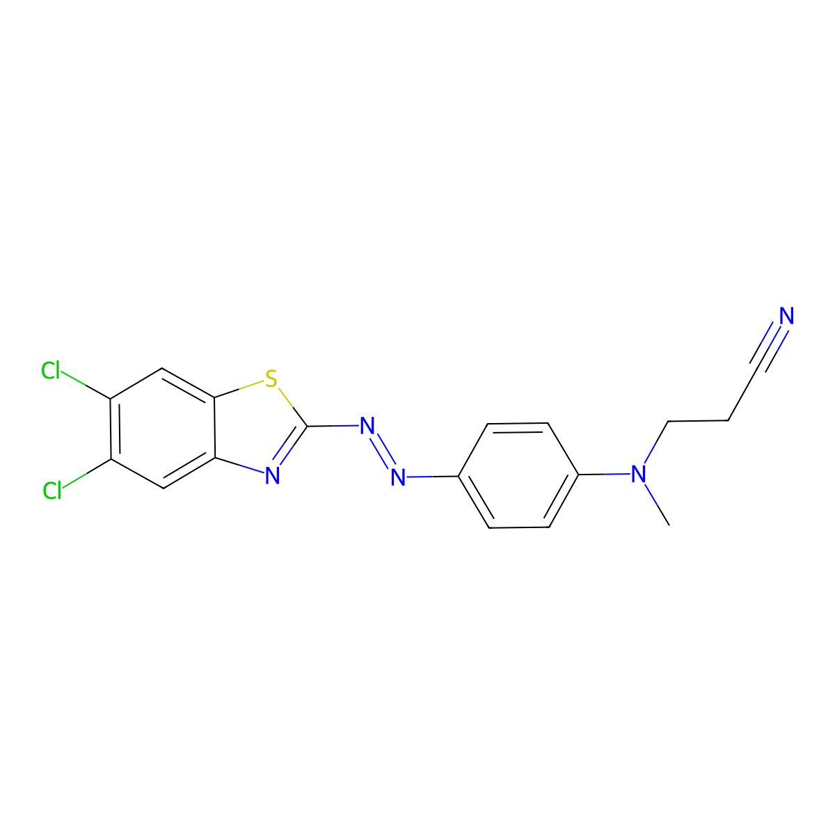 3-((4-((5,6-Dichlorobenzothiazol-2-yl)azo)phenyl)methylamino)propiononitrile molecular structure, CAS 41362-82-7
