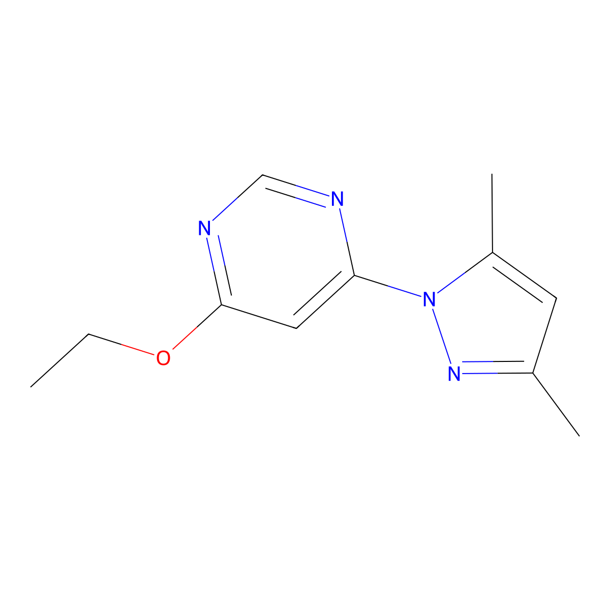 4-(3,5-Dimethyl-1H-pyrazol-1-yl)-6-ethoxypyrimidine molecular structure, CAS 413620-37-8