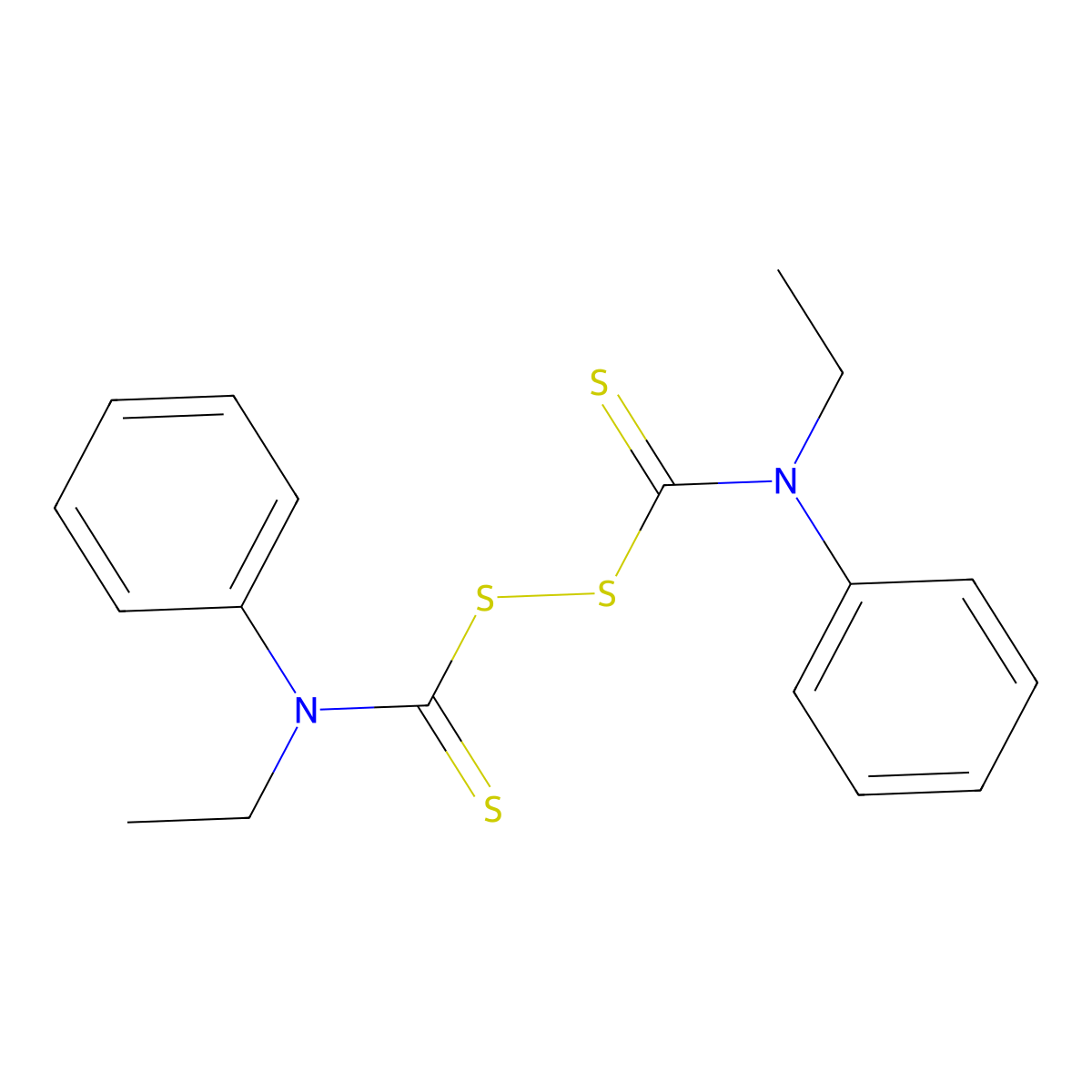 Thioperoxydicarbonic diamide (((H2N)C(S))2S2), N,N'-diethyl-N,N'-diphenyl- molecular structure, CAS 41365-24-6