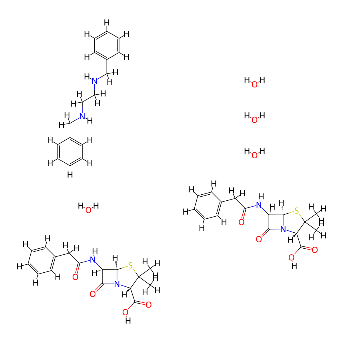 Penicillin G benzathine (USP) molecular structure, CAS 41372-02-5
