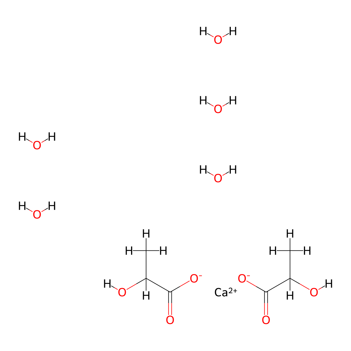 Calcium Lactate Pentahydrate molecular structure, CAS 41372-22-9
