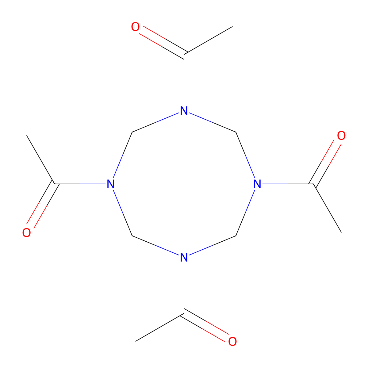 1,3,5,7-Tetraacetyloctahydro-1,3,5,7-tetrazocine molecular structure, CAS 41378-98-7