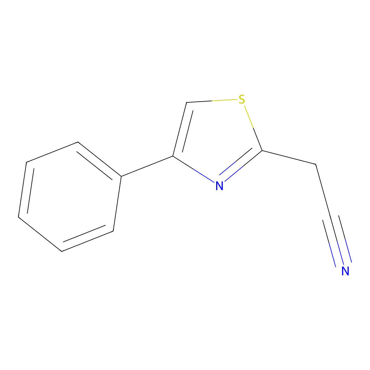 (4-Phenyl-1,3-thiazol-2-yl)acetonitrile molecular structure, CAS 41381-89-9