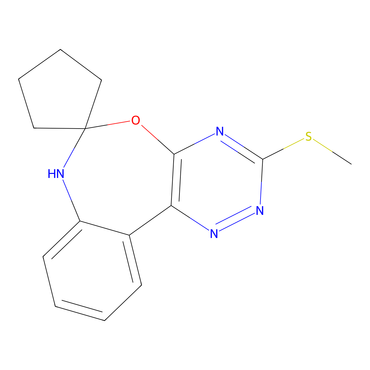 3-methylsulfanylspiro[7H-[1,2,4]triazino[5,6-d][3,1]benzoxazepine-6,1'-cyclopentane] molecular structure, CAS 41384-01-4