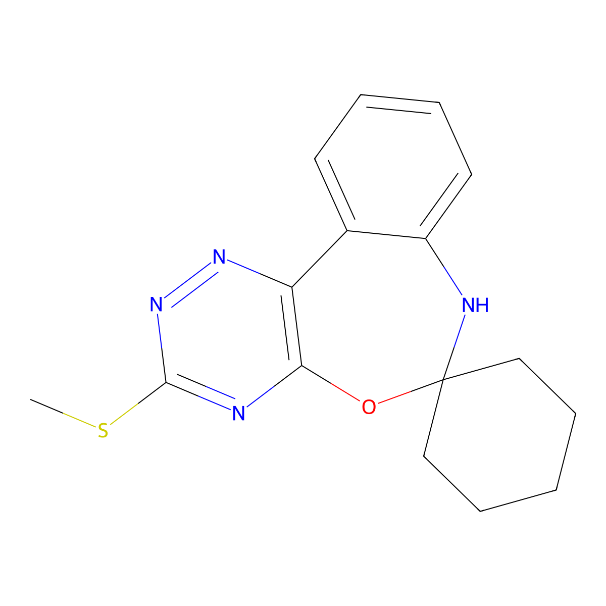 3-methylsulfanylspiro[7H-[1,2,4]triazino[5,6-d][3,1]benzoxazepine-6,1'-cyclohexane] molecular structure, CAS 41384-02-5