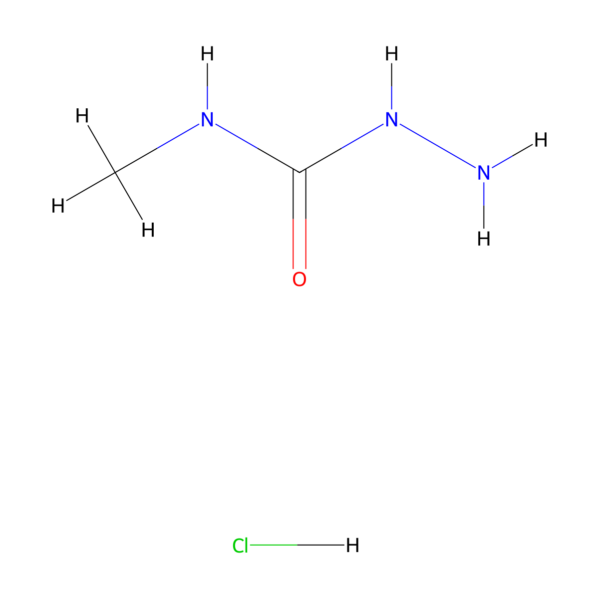 N-Methylhydrazinecarboxamide hydrochloride molecular structure, CAS 4140-62-9
