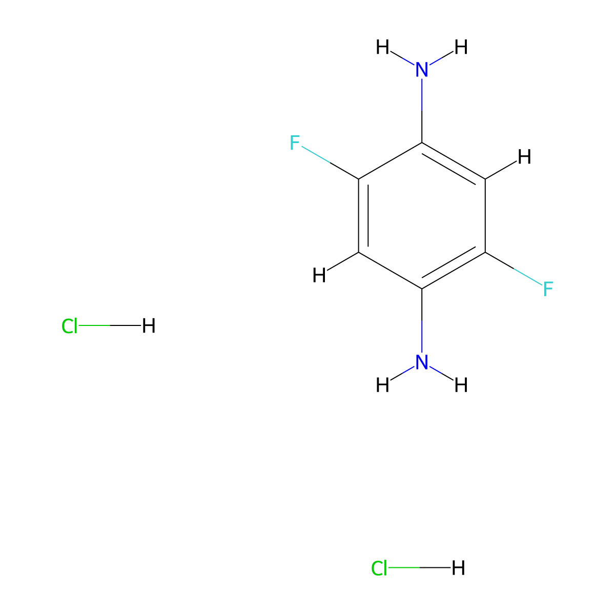 2,5-Difluorobenzene-1,4-diamine dihydrochloride molecular structure, CAS 4140-67-4