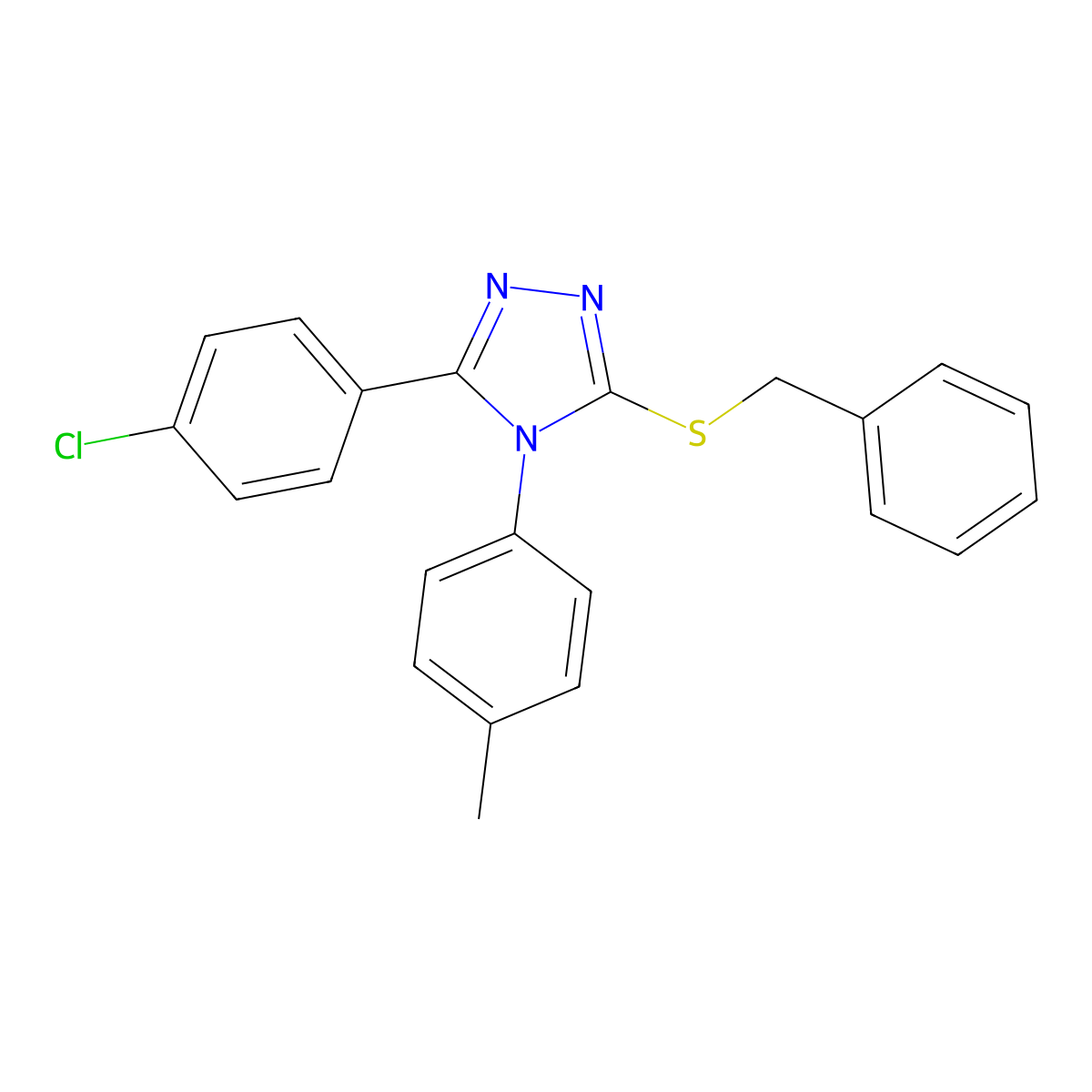3-(benzylsulfanyl)-5-(4-chlorophenyl)-4-(4-methylphenyl)-4H-1,2,4-triazole molecular structure, CAS 41401-20-1