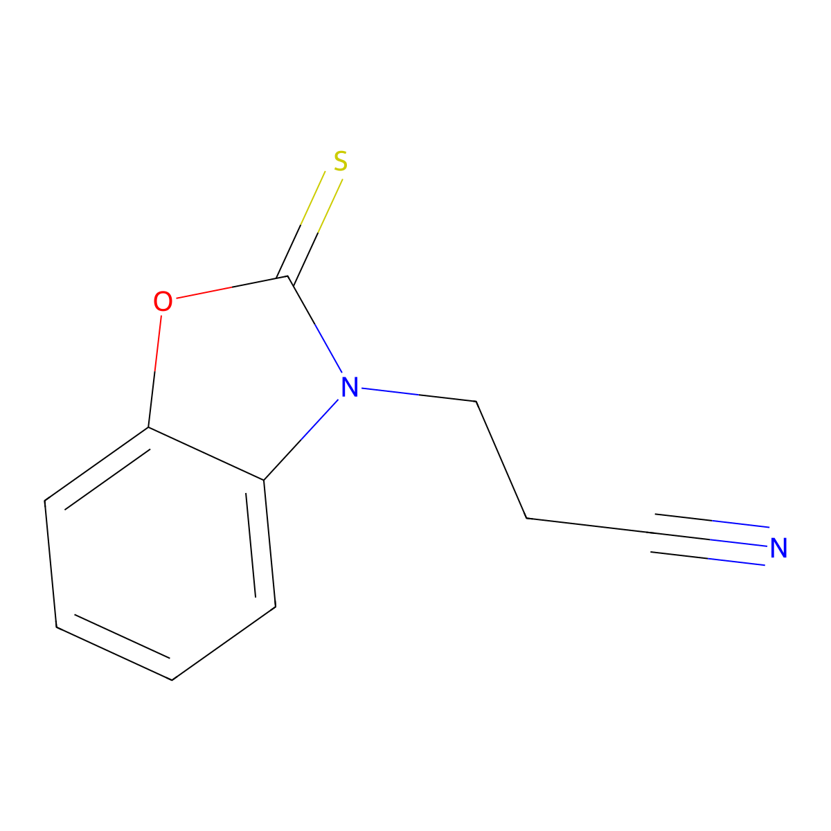 3-(2-thioxo-1,3-benzoxazol-3(2H)-yl)propanenitrile molecular structure, CAS 41405-46-3