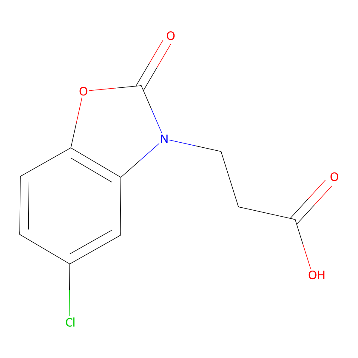 3-(5-chloro-2-oxo-1,3-benzoxazol-3(2H)-yl)propanoic acid molecular structure, CAS 41405-50-9