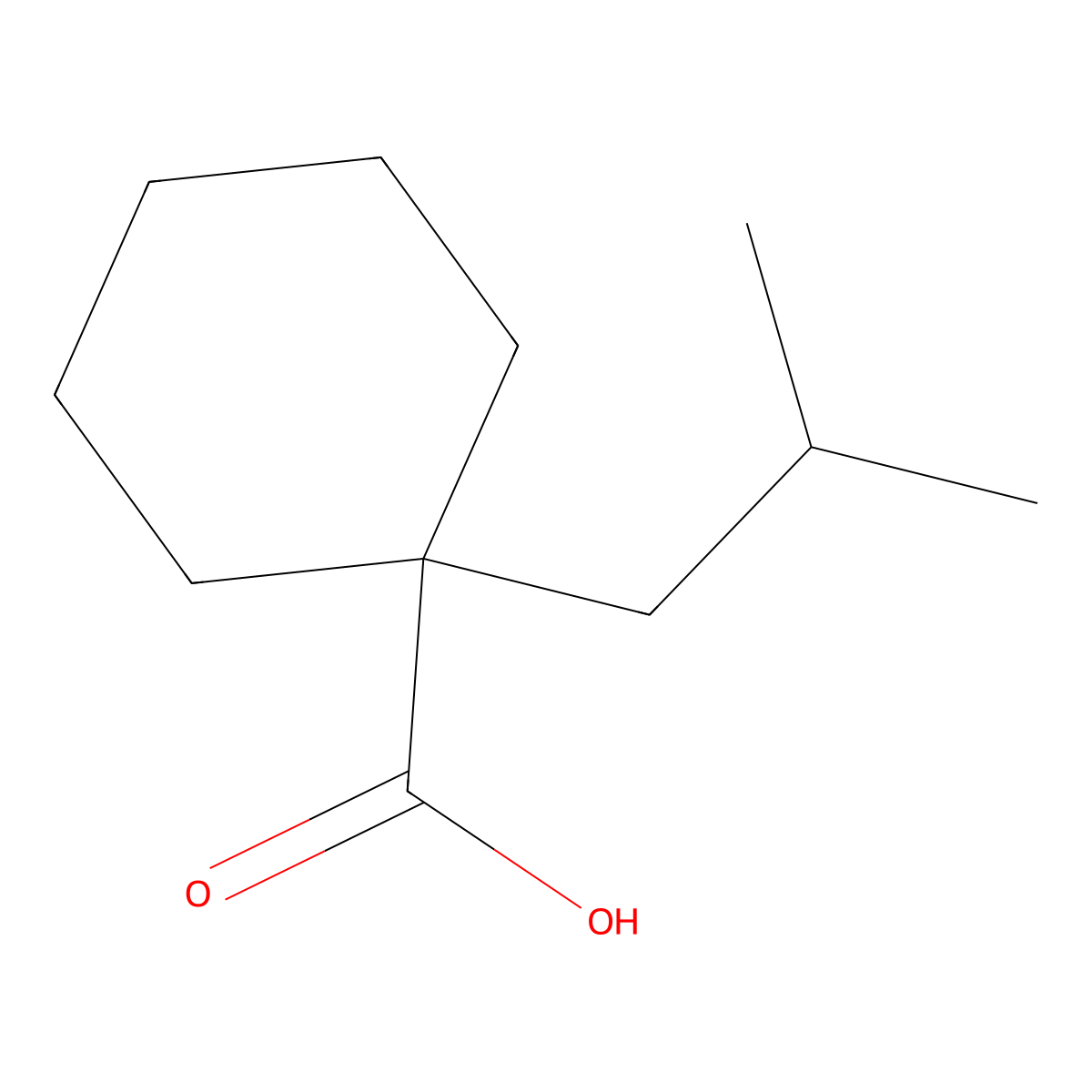 1-Isobutylcyclohexane-1-carboxylic acid molecular structure, CAS 41417-87-2
