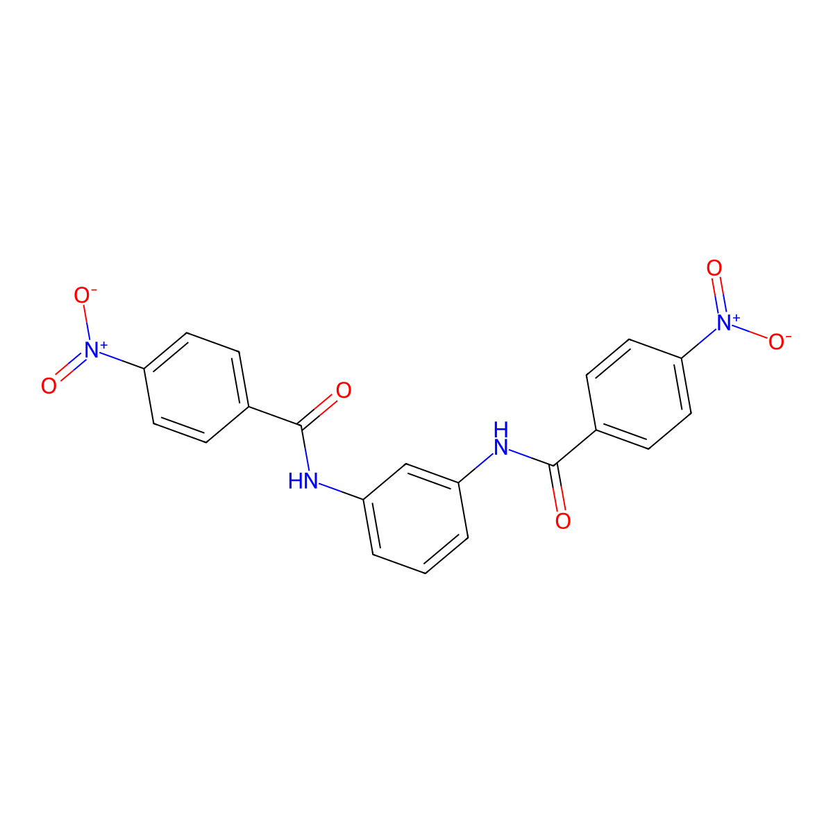 4-Nitro-N-(3-((4-nitrobenzoyl)amino)phenyl)benzamide molecular structure, CAS 4142-06-7