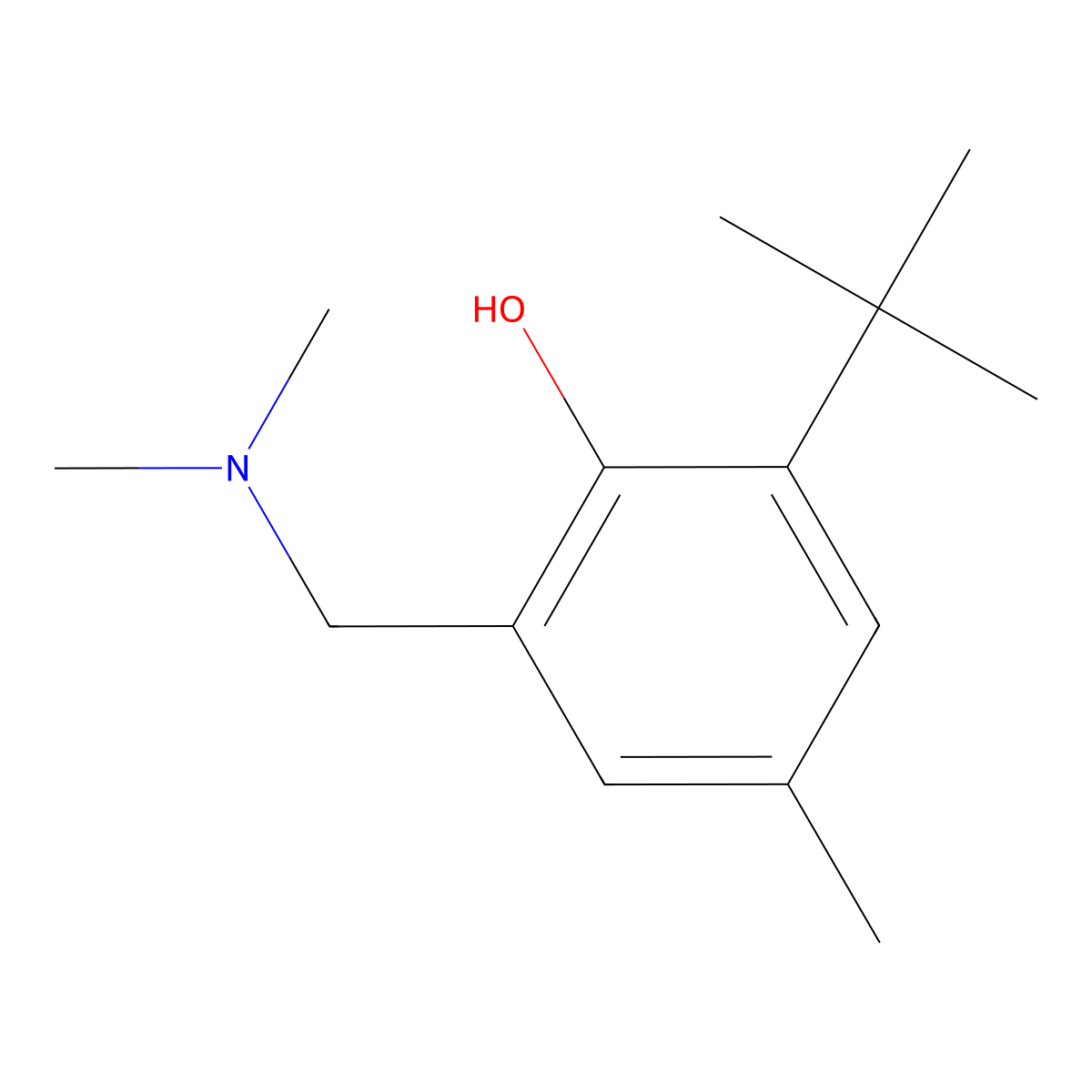 2-Tert-butyl-6-[(dimethylamino)methyl]-4-methylphenol molecular structure, CAS 4142-59-0