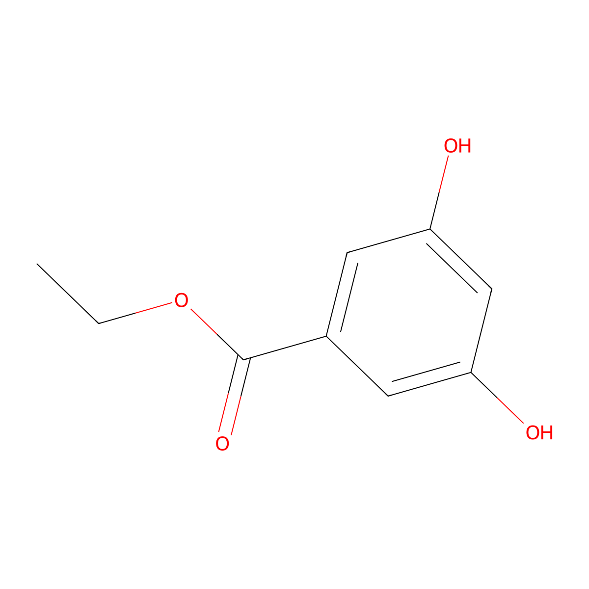 Benzoic acid, 3,5-dihydroxy-, ethyl ester molecular structure, CAS 4142-98-7