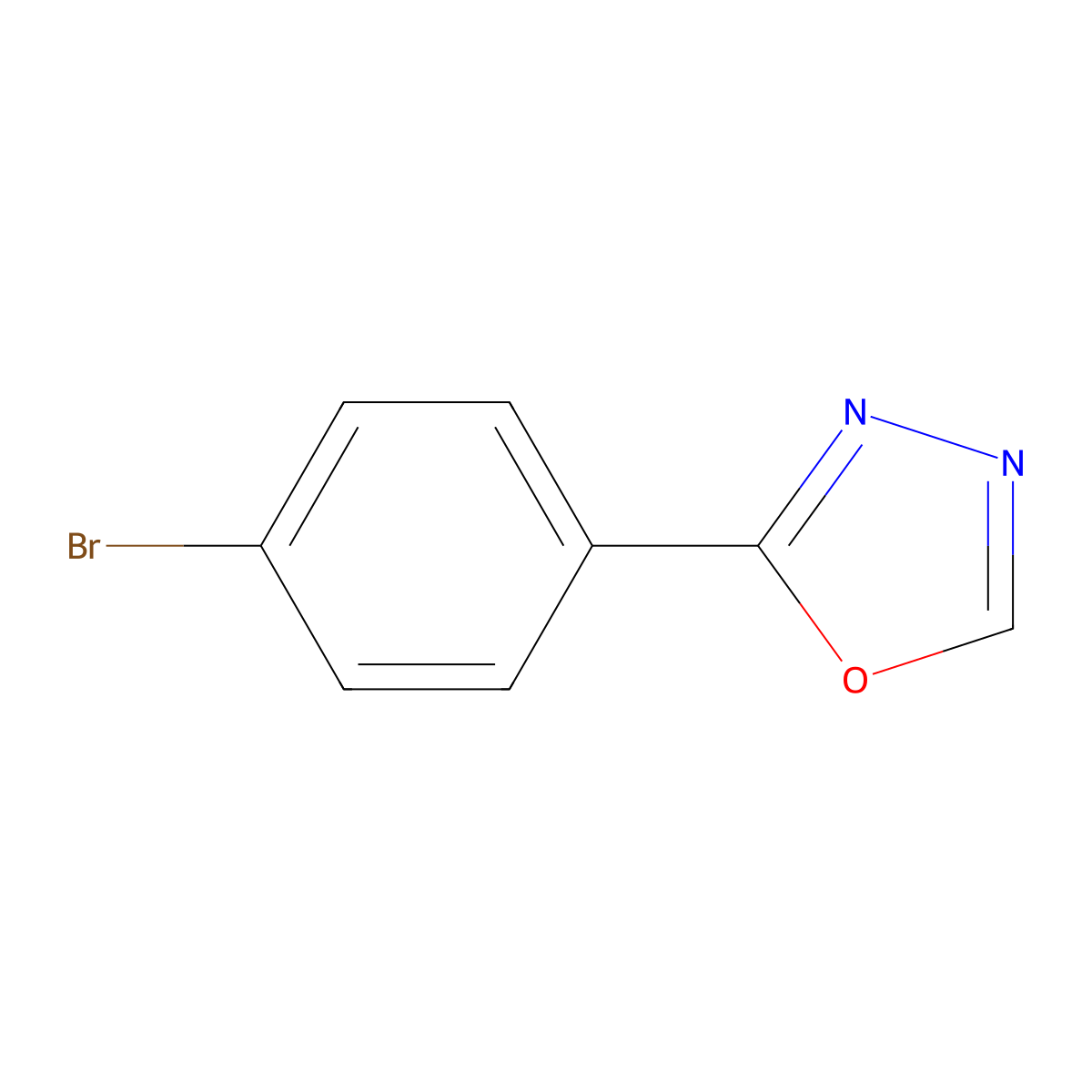 2-(4-Bromophenyl)-1,3,4-oxadiazole molecular structure, CAS 41420-90-0