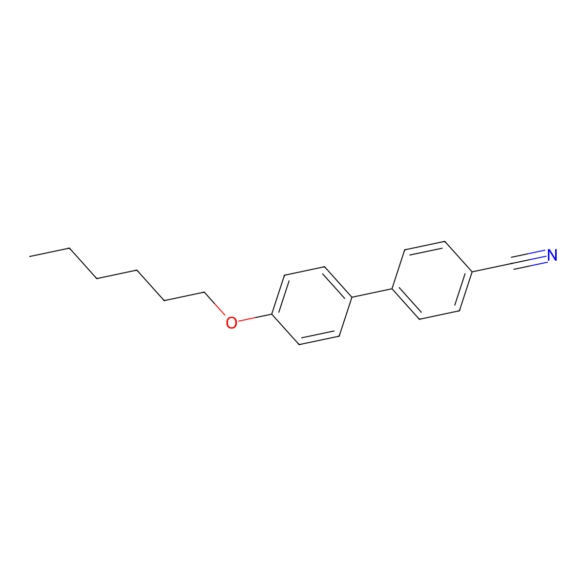 (1,1'-Biphenyl)-4-carbonitrile, 4'-(hexyloxy)- molecular structure, CAS 41424-11-7