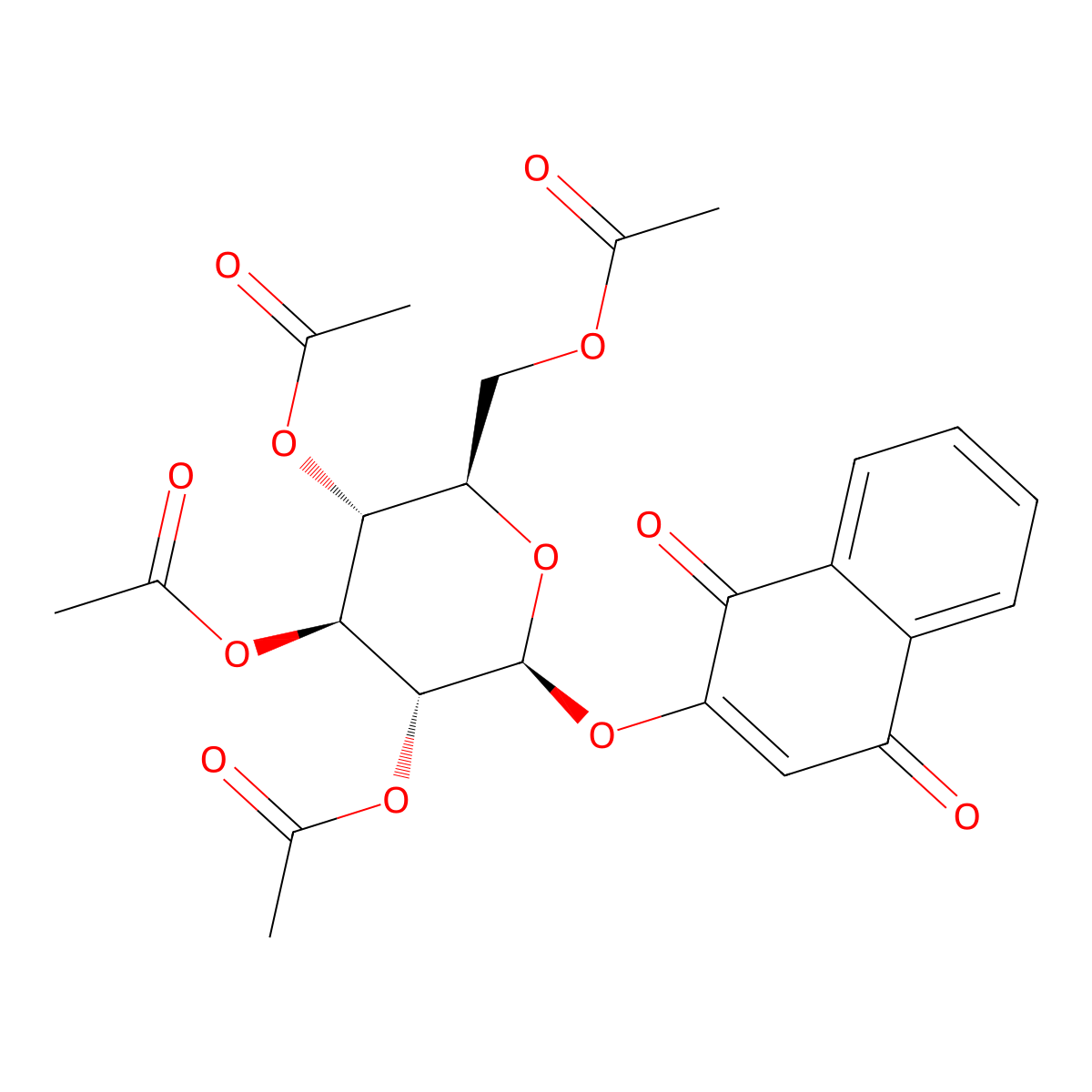 [(2R,3R,4S,5R,6S)-3,4,5-triacetyloxy-6-(1,4-dioxonaphthalen-2-yl)oxyoxan-2-yl]methyl acetate molecular structure, CAS 41431-92-9