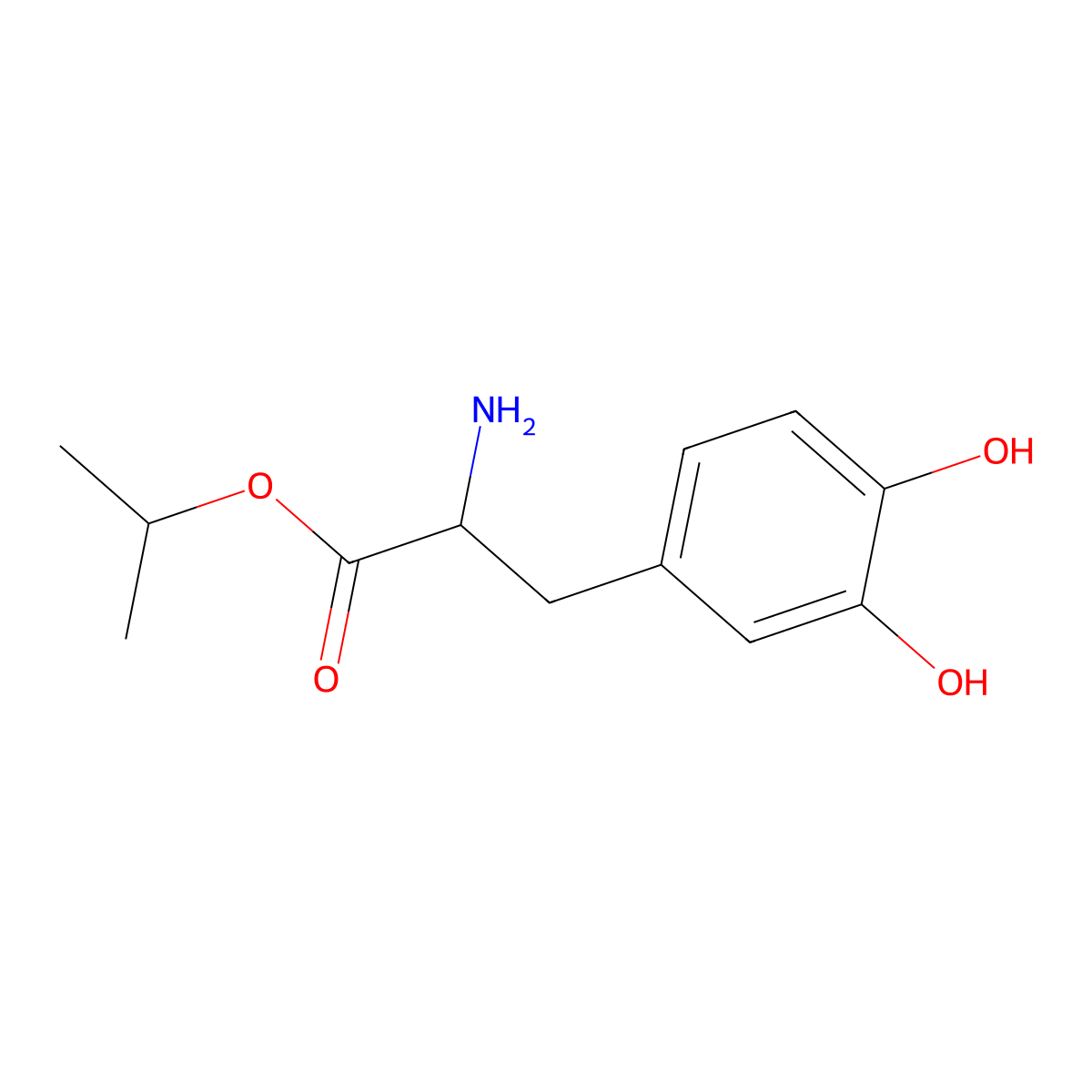 Propan-2-yl 2-amino-3-(3,4-dihydroxyphenyl)propanoate molecular structure, CAS 41439-86-5