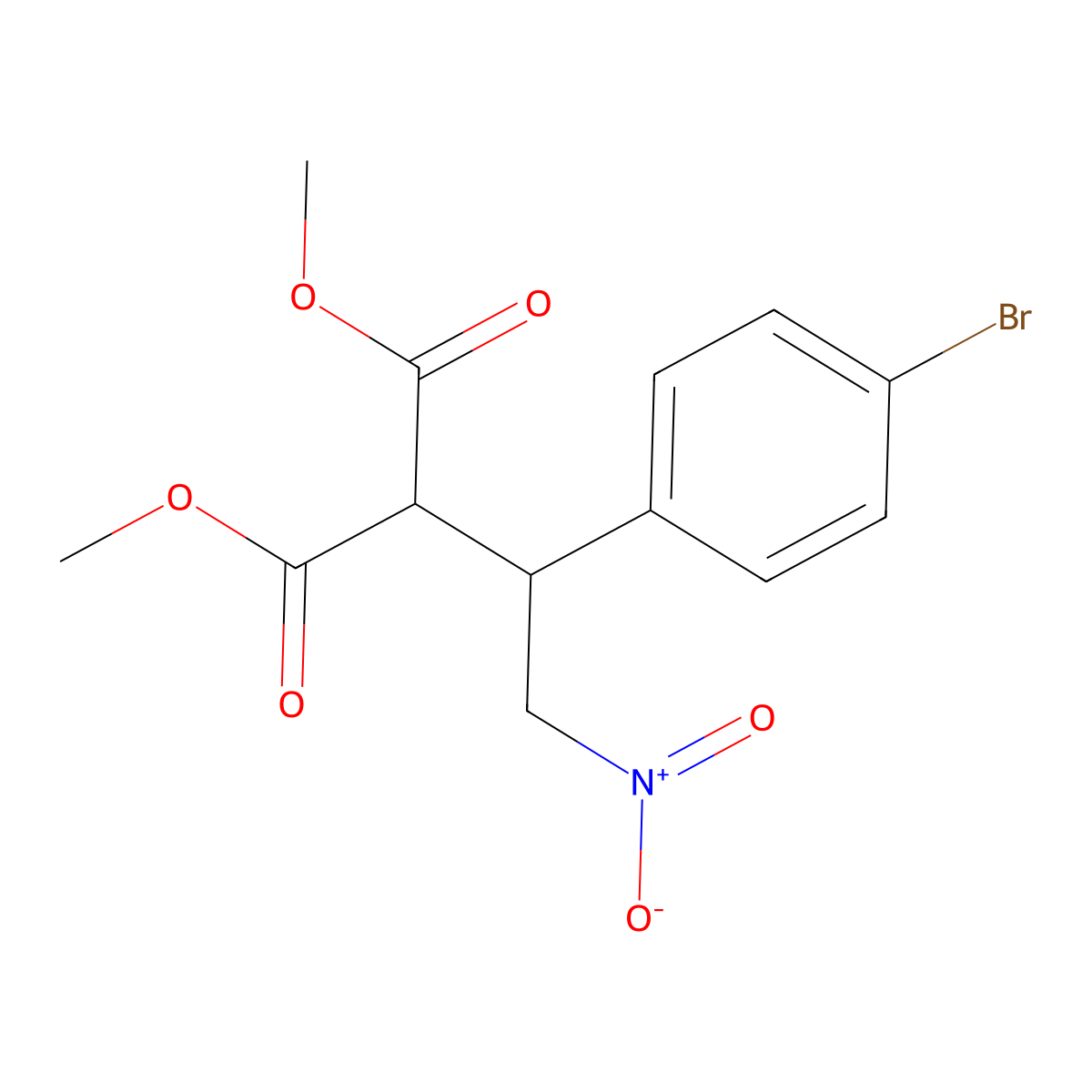 Dimethyl [1-(4-bromophenyl)-2-nitroethyl]propanedioate molecular structure, CAS 41441-38-7