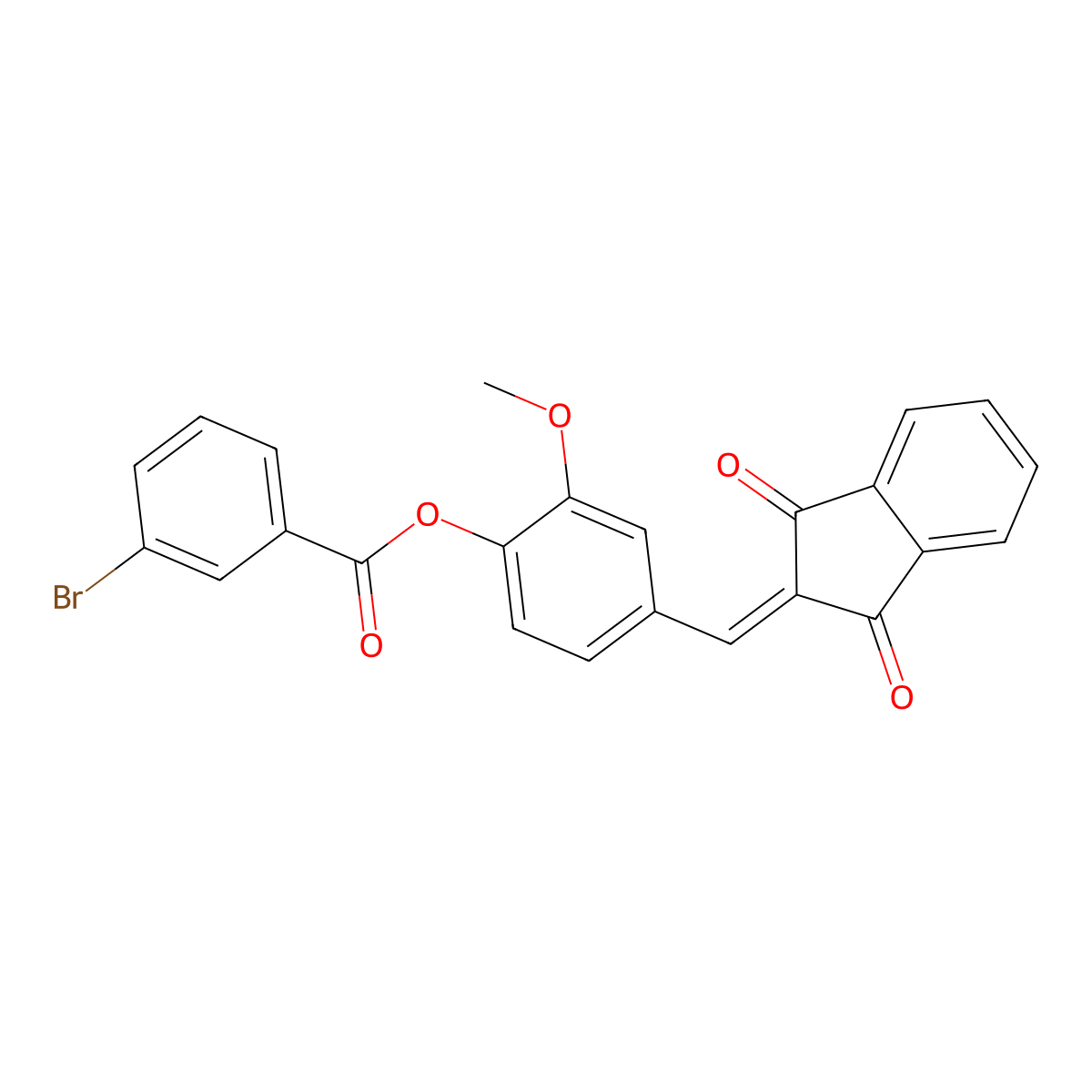 4-[(1,3-dioxo-1,3-dihydro-2H-inden-2-ylidene)methyl]-2-methoxyphenyl 3-bromobenzoate molecular structure, CAS 4145-60-2