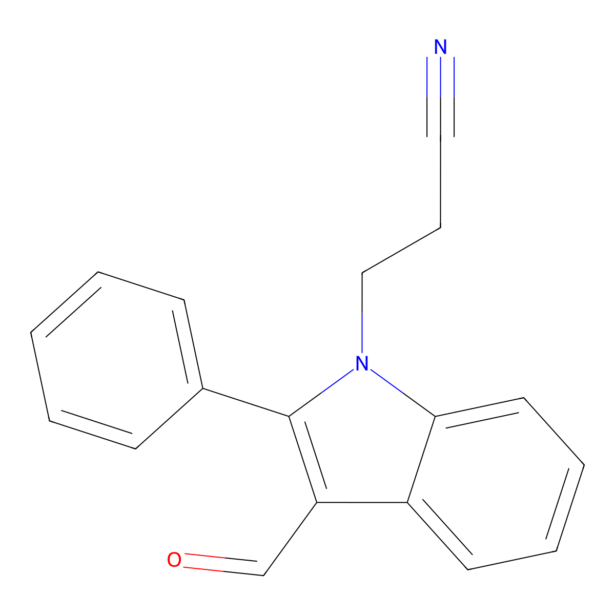 1H-Indole-1-propanenitrile, 3-formyl-2-phenyl- molecular structure, CAS 41450-77-5