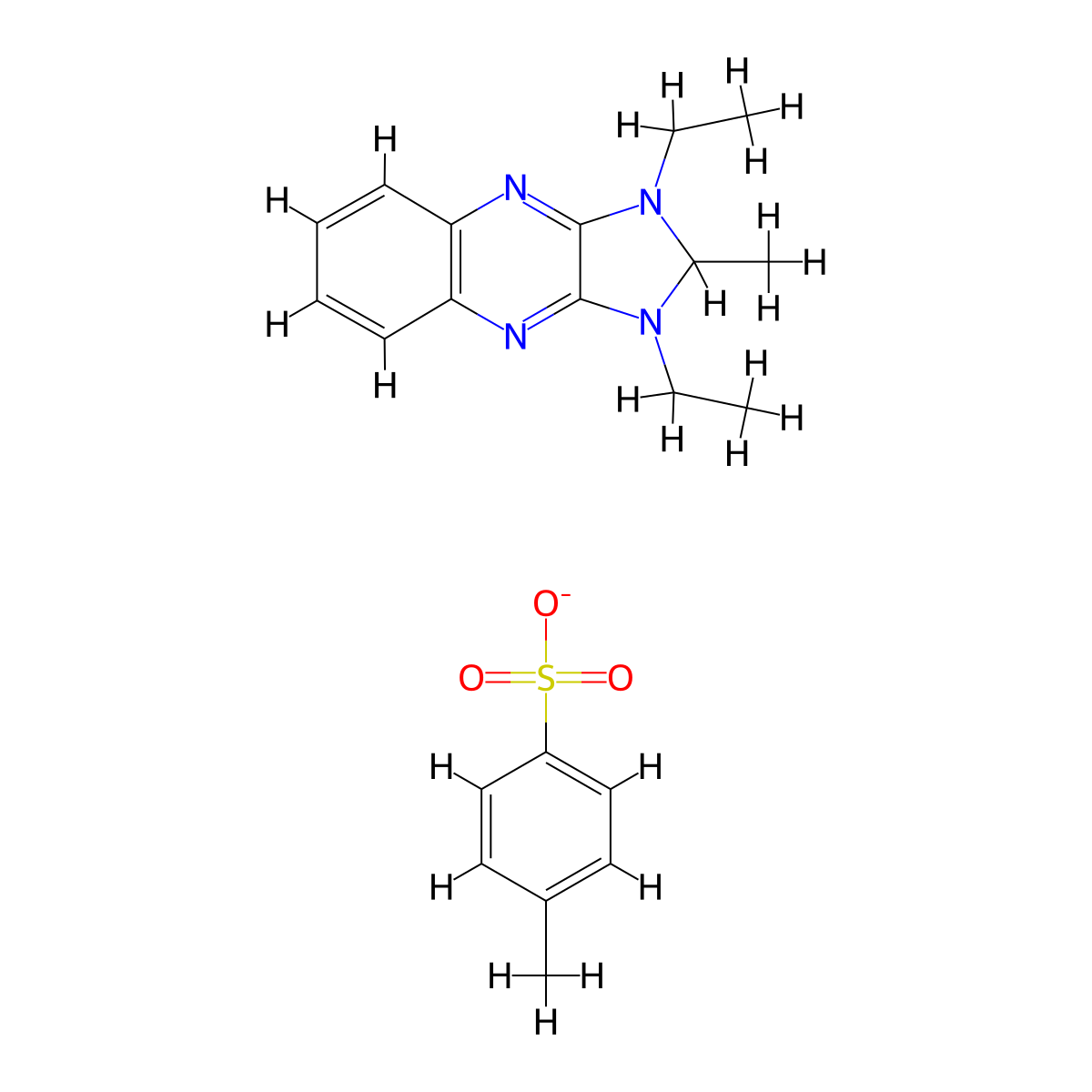 1H-Imidazo[4,5-b]quinoxalinium, 1,3-diethyl-2-methyl-, 4-methylbenzenesulfonate (1:1) molecular structure, CAS 41450-78-6
