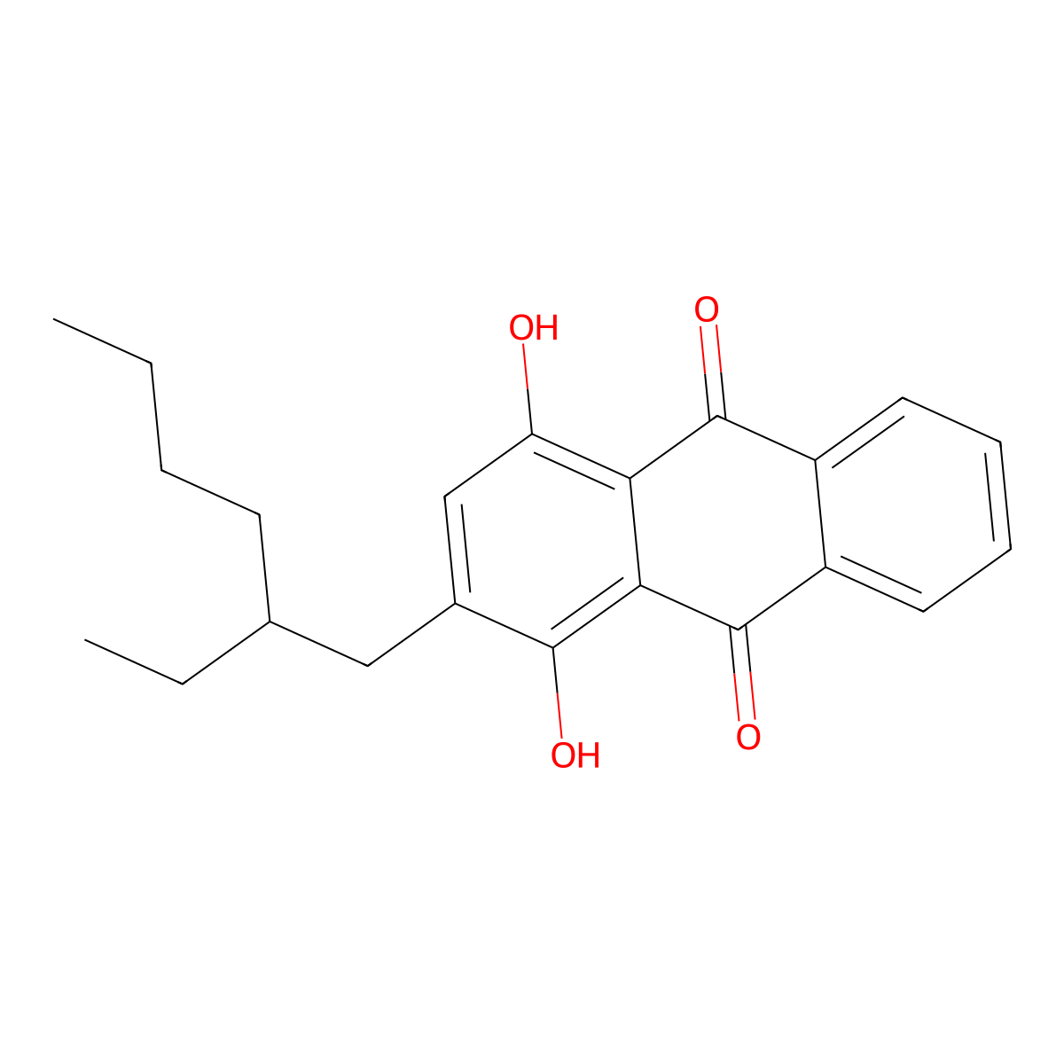 9,10-Anthracenedione, 2-(2-ethylhexyl)-1,4-dihydroxy- molecular structure, CAS 41450-96-8