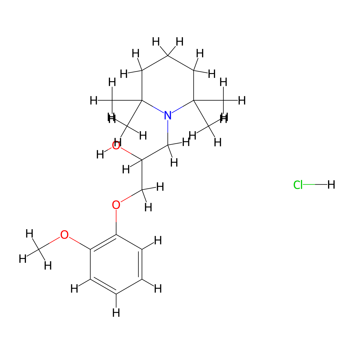 1-(2-Methoxyphenoxy)-3-(2,2,6,6-tetramethylpiperidin-1-yl)propan-2-ol hydrochloride molecular structure, CAS 41456-70-6