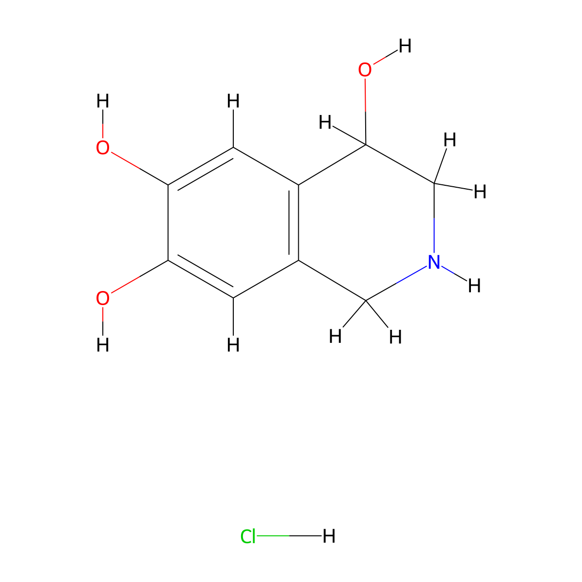 1,2,3,4-Tetrahydro-4,6,7-isoquinolinetriol hydrochloride molecular structure, CAS 41462-32-2