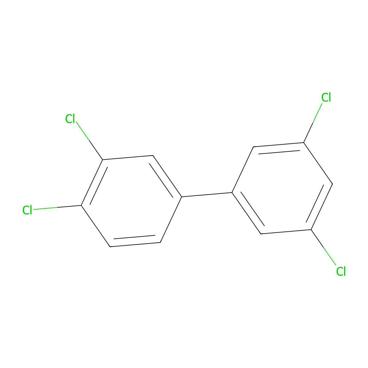 3,3',4,5'-Tetrachlorobiphenyl molecular structure, CAS 41464-48-6