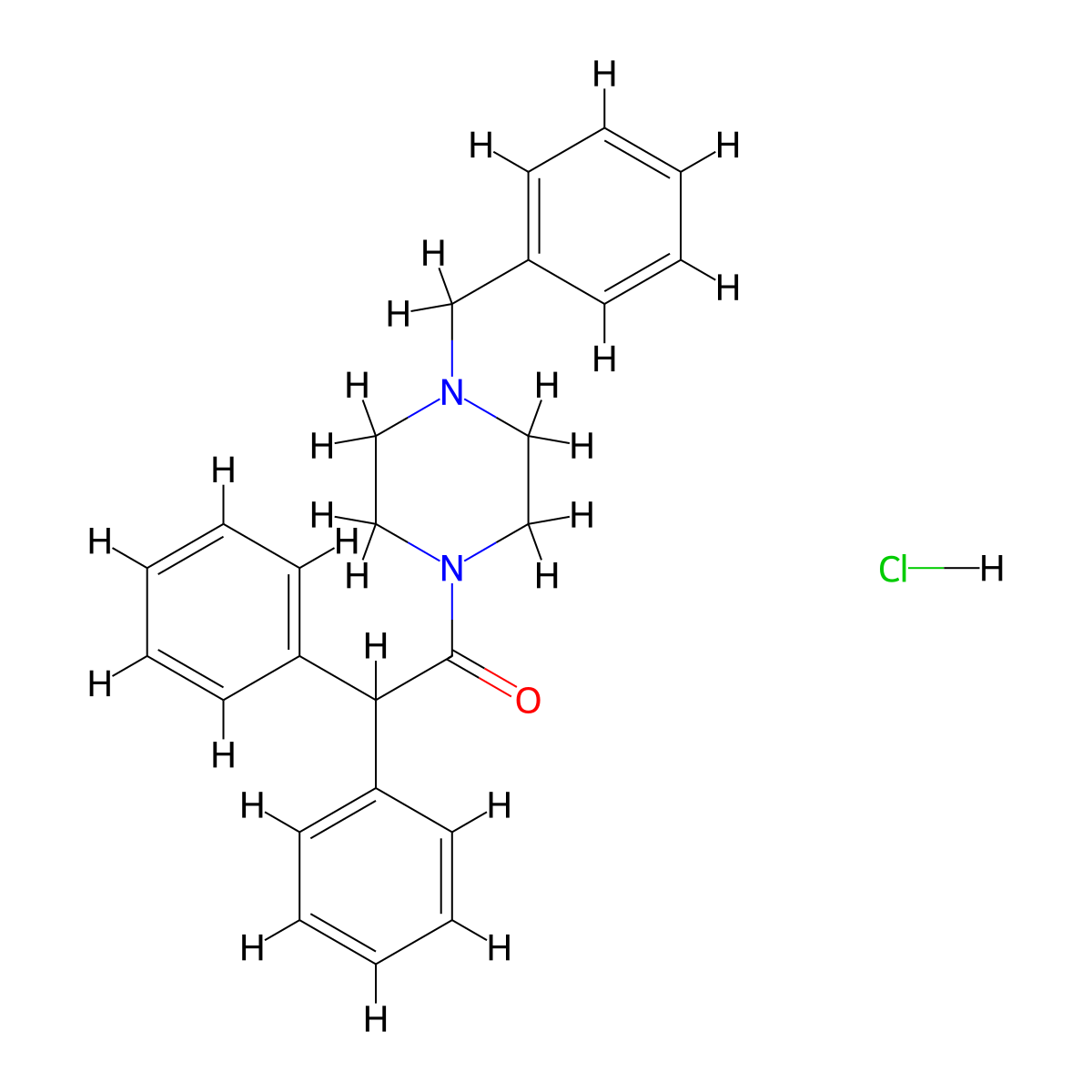 1-(4-Benzylpiperazin-1-yl)-2,2-diphenylethanone hydrochloride molecular structure, CAS 41465-29-6