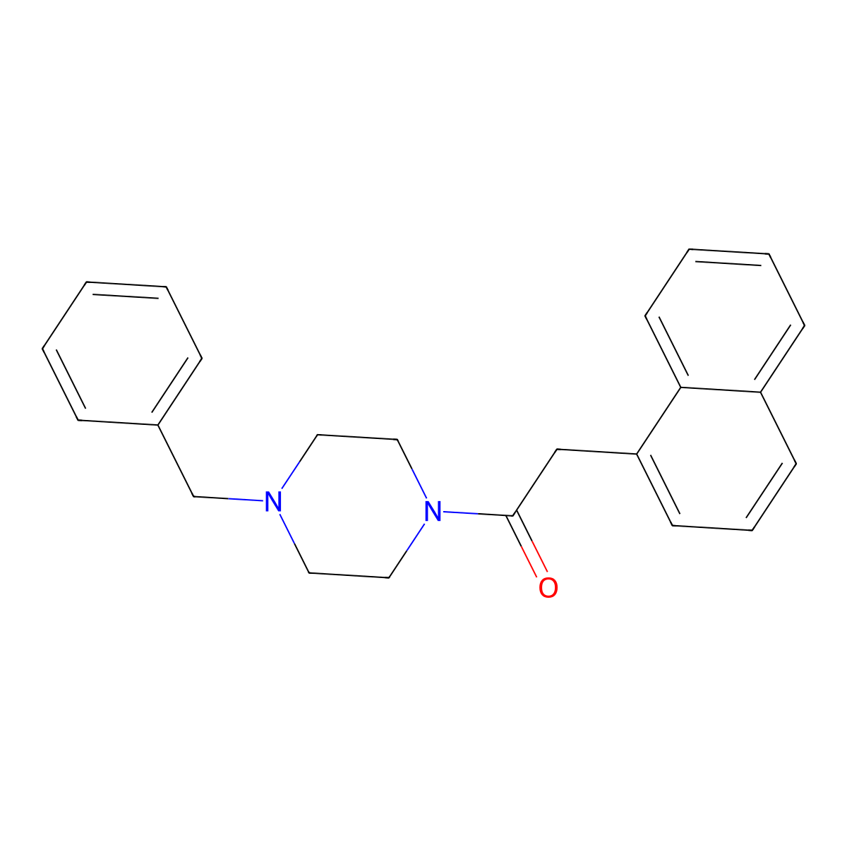 2-Naphthyl-1-(4-benzylpiperazinyl)ethan-1-one molecular structure, CAS 41465-38-7