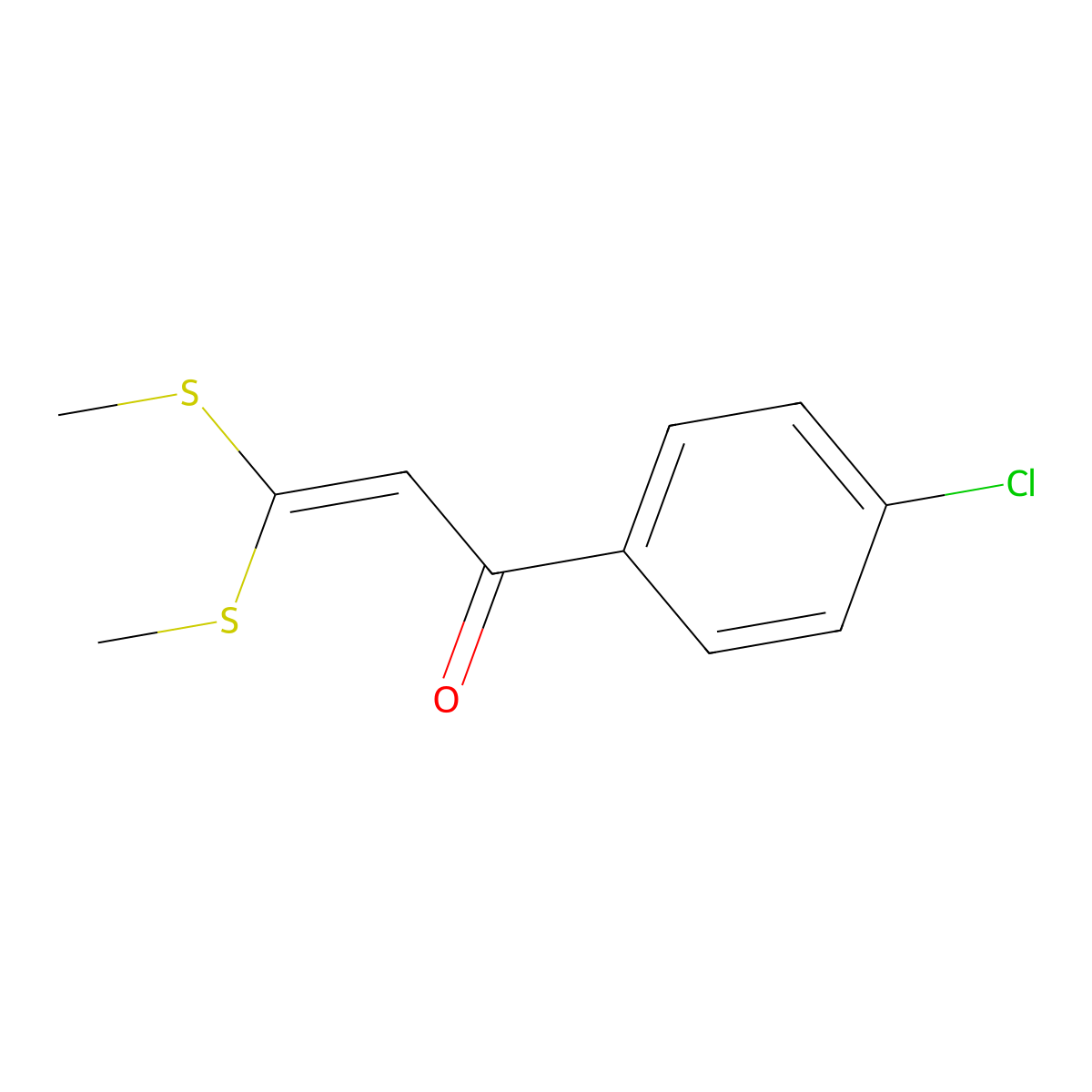 1-(4-Chlorophenyl)-3,3-bis(methylsulfanyl)prop-2-en-1-one molecular structure, CAS 41467-26-9