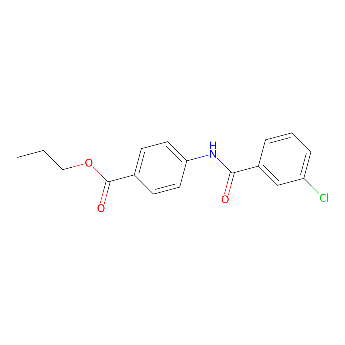 Propyl 4-[(3-chlorobenzoyl)amino]benzoate molecular structure, CAS 4147-16-4