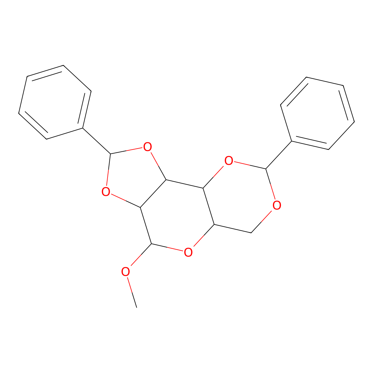 7-Methoxy-4,12-diphenyl-3,5,8,11,13-pentaoxatricyclo[7.4.0.02,6]tridecane molecular structure, CAS 4148-71-4