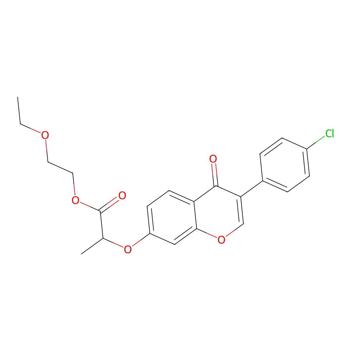 2-ethoxyethyl 2-{[3-(4-chlorophenyl)-4-oxo-4H-chromen-7-yl]oxy}propanoate molecular structure, CAS 4148-90-7