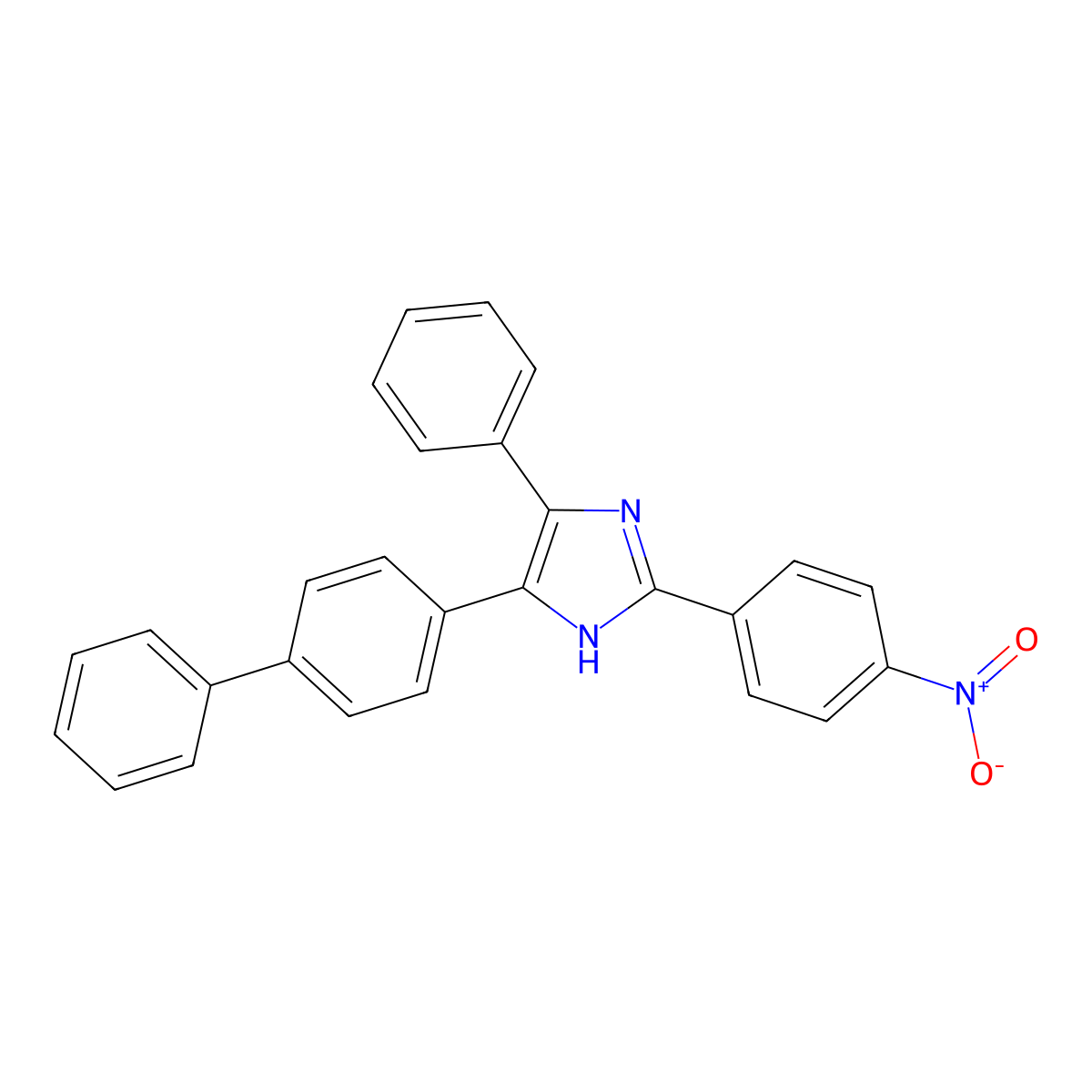 2-(4-nitrophenyl)-4-phenyl-5-(4-phenylphenyl)-1H-imidazole molecular structure, CAS 41480-45-9