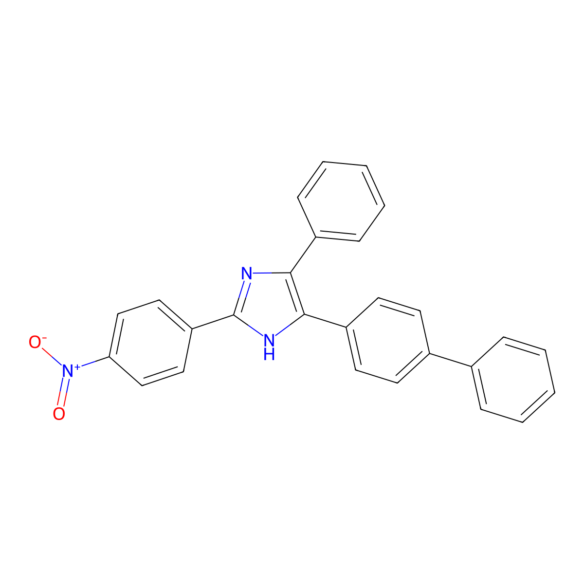 2-(4-nitrophenyl)-4-phenyl-5-(4-phenylphenyl)-1H-imidazole molecular structure, CAS 41480-45-9