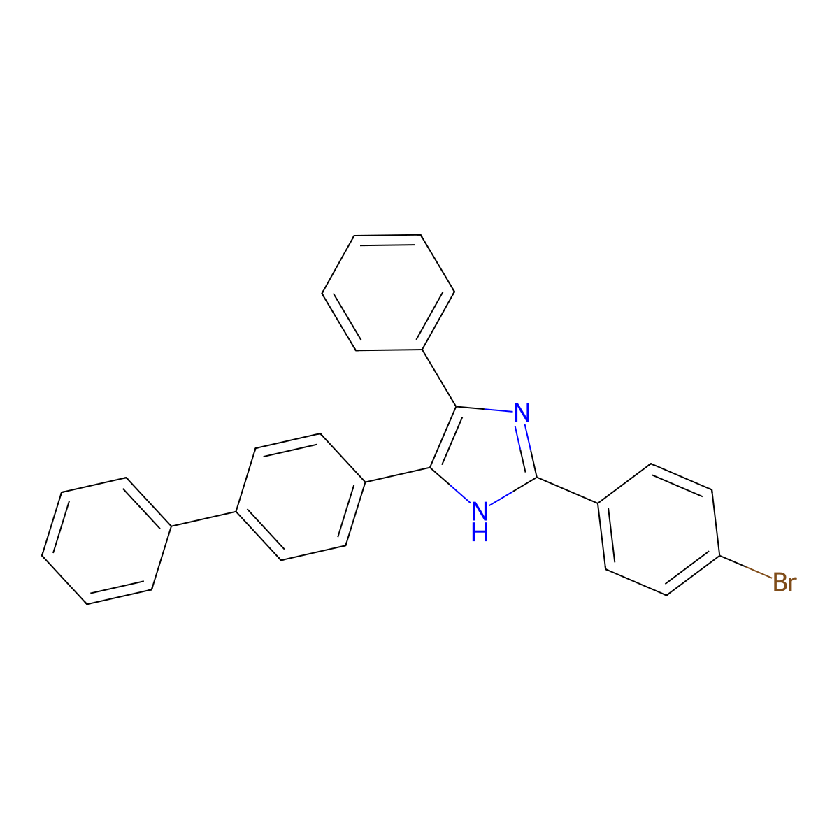 2-(4-bromophenyl)-4-phenyl-5-(4-phenylphenyl)-1H-imidazole molecular structure, CAS 41480-47-1